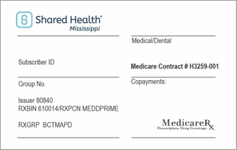 Shared Health Dual Plus insurance card